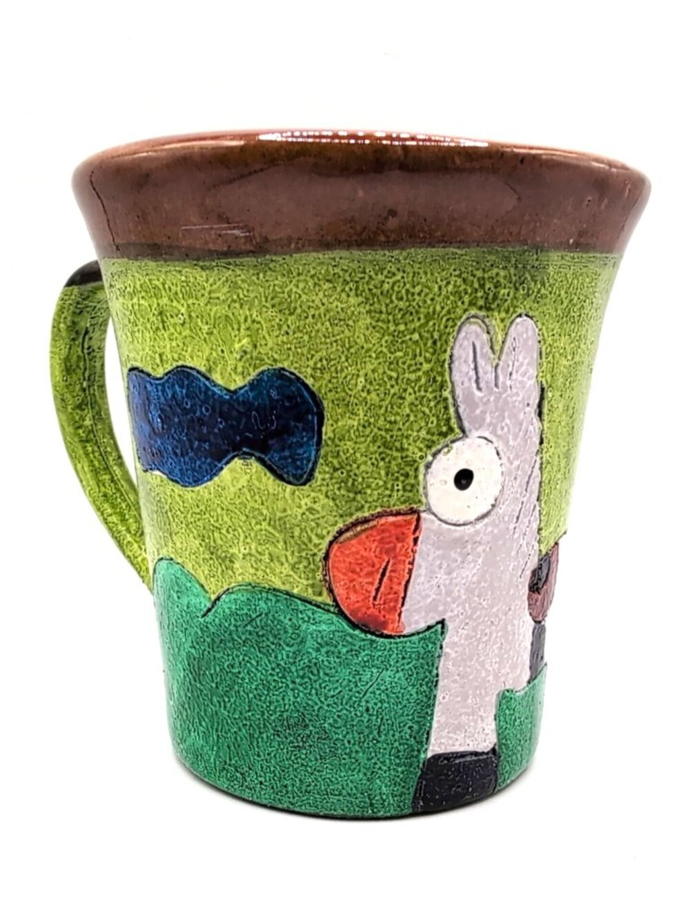 Vintage Colombia Donkey Mug Handpainted Colorful Clean Stoneware Minor Craze VGC